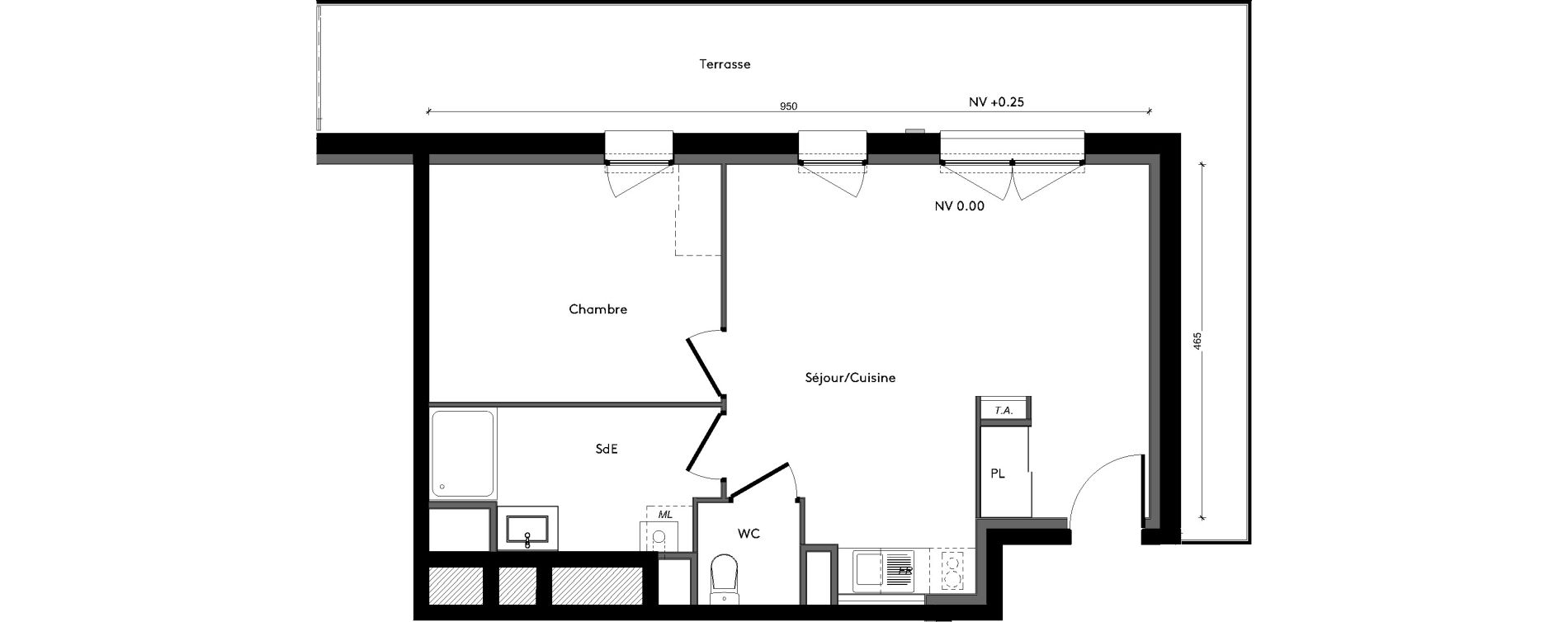 Appartement T2 de 47,12 m2 &agrave; Pontch&acirc;teau Centre