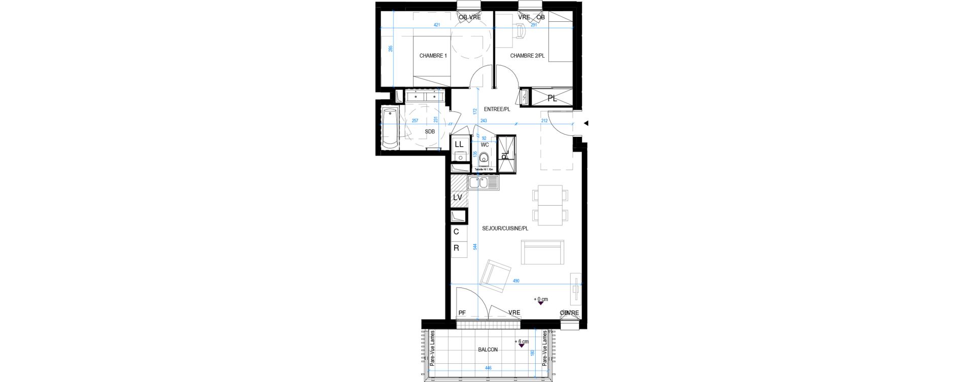 Appartement T3 de 65,70 m2 &agrave; Pornic Biroch&egrave;re - joseli&egrave;re
