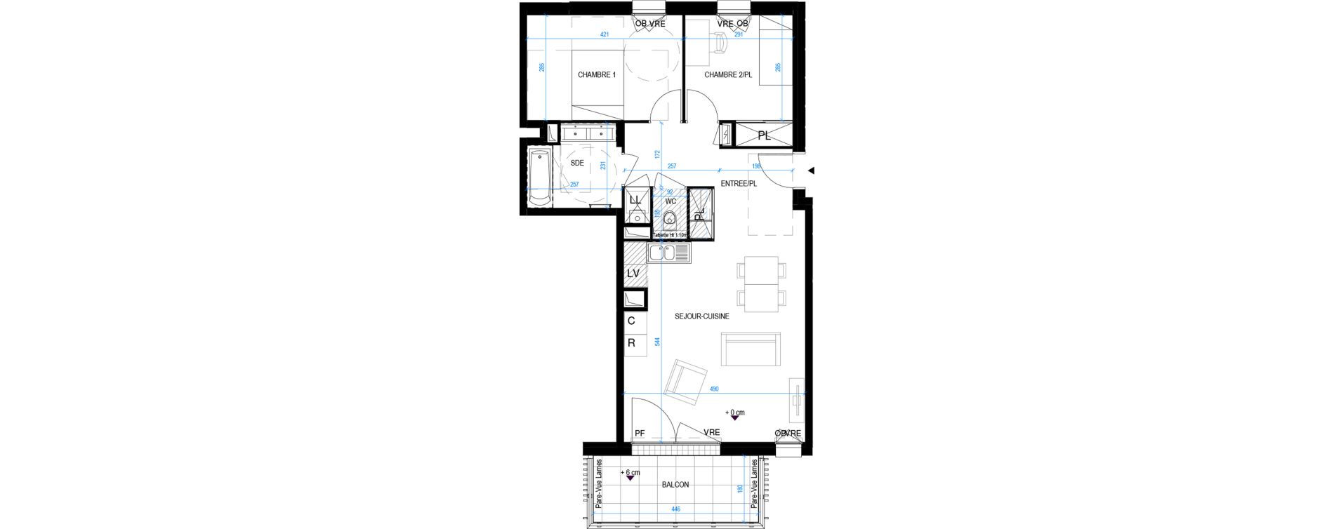 Appartement T3 de 65,70 m2 &agrave; Pornic Biroch&egrave;re - joseli&egrave;re