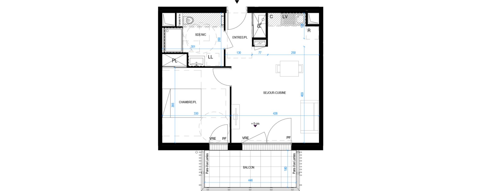 Appartement T2 de 46,05 m2 &agrave; Pornic Biroch&egrave;re - joseli&egrave;re