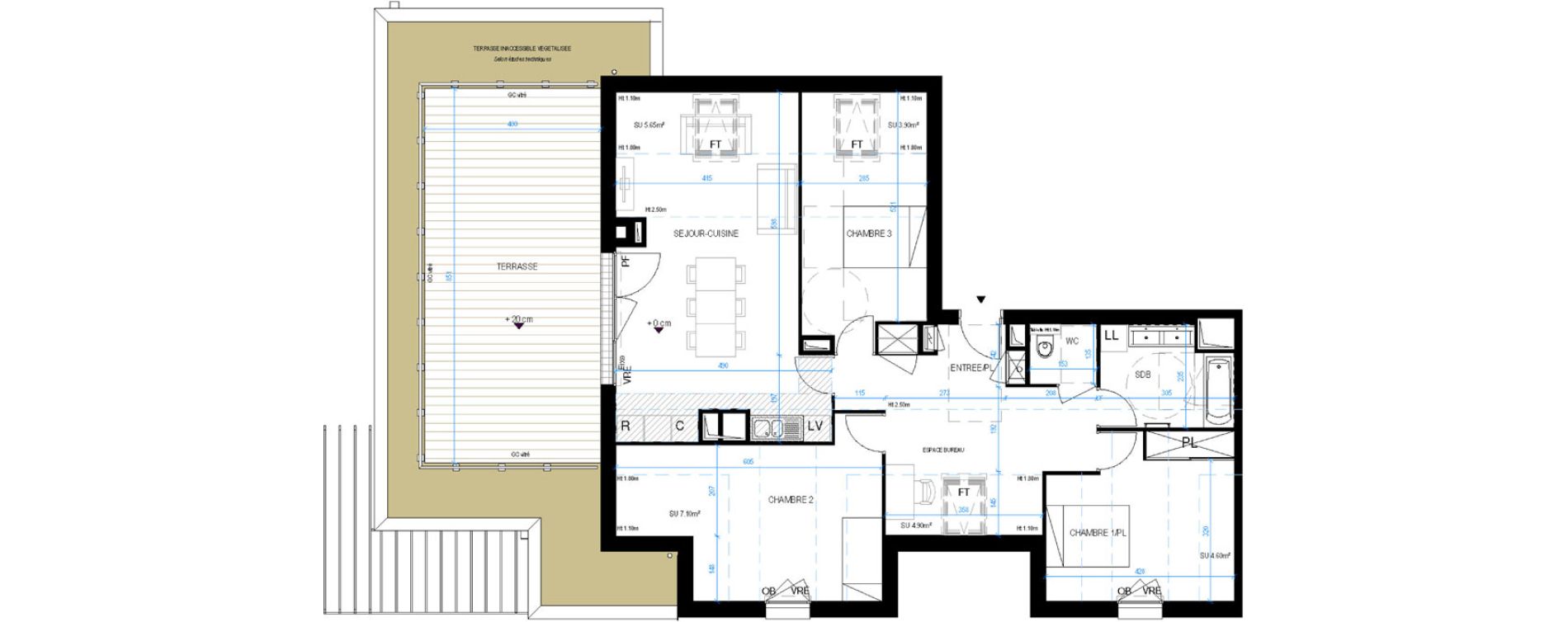 Appartement T4 de 86,30 m2 &agrave; Pornic Biroch&egrave;re - joseli&egrave;re