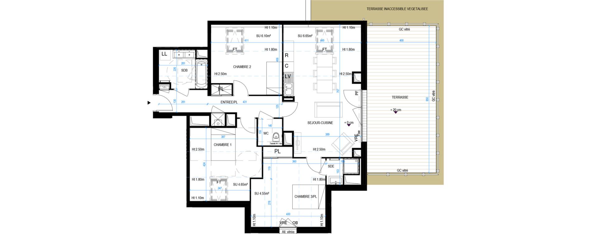 Appartement T4 de 80,40 m2 &agrave; Pornic Biroch&egrave;re - joseli&egrave;re