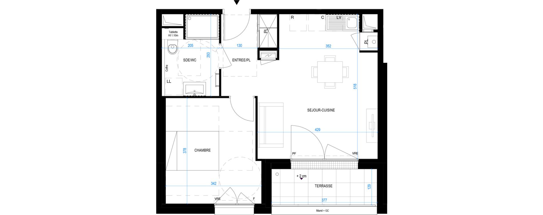 Appartement T2 de 42,40 m2 &agrave; Pornic Biroch&egrave;re - joseli&egrave;re