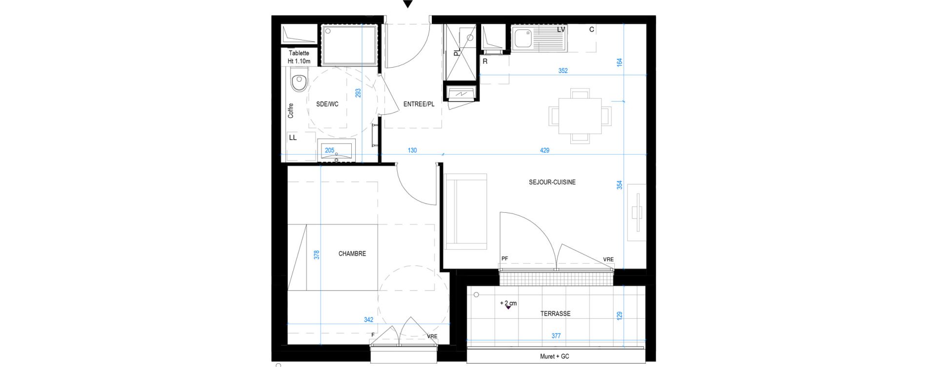 Appartement T2 de 42,90 m2 &agrave; Pornic Biroch&egrave;re - joseli&egrave;re