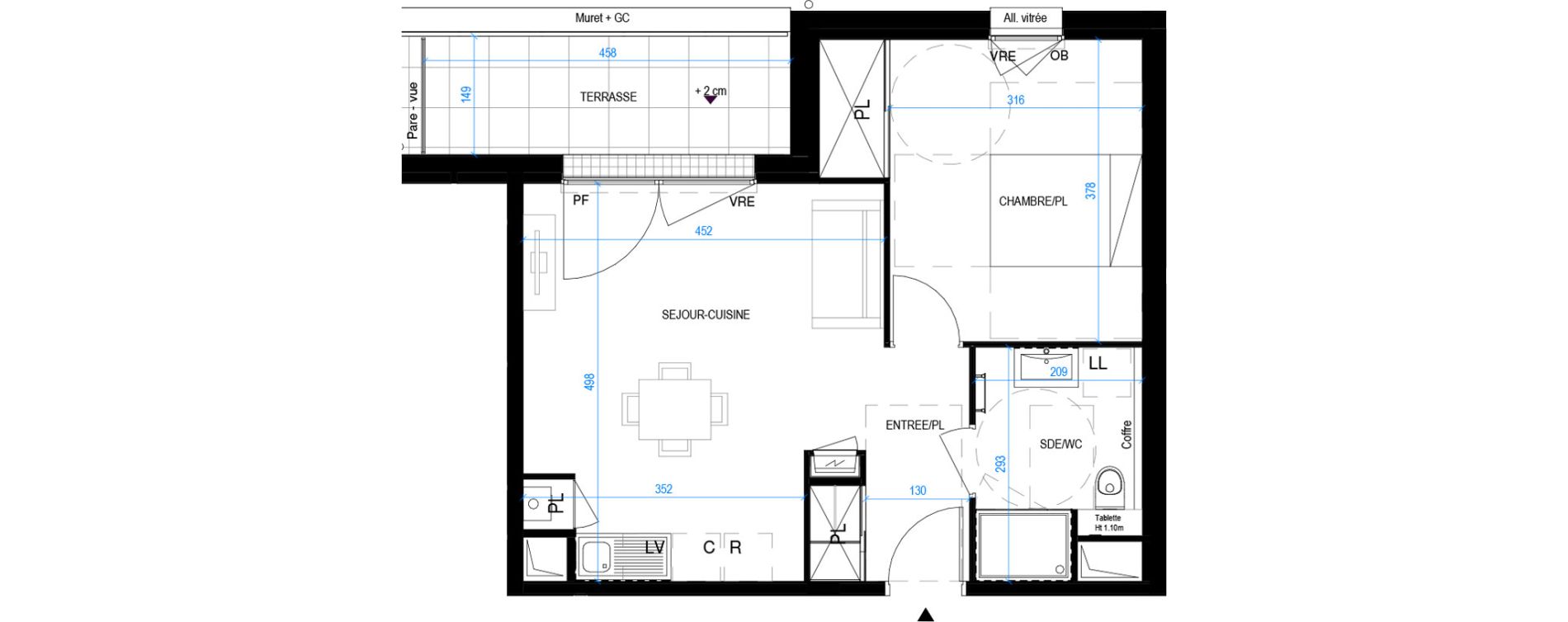 Appartement T2 de 43,15 m2 &agrave; Pornic Biroch&egrave;re - joseli&egrave;re