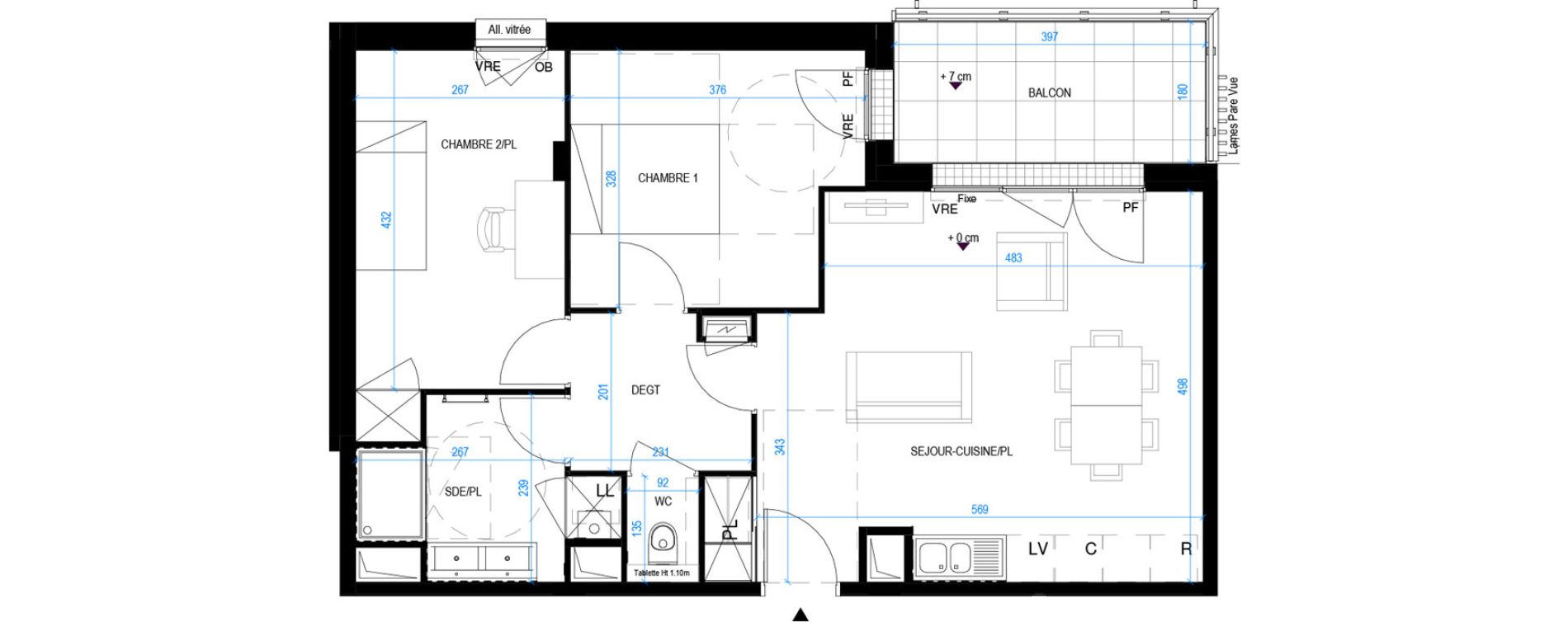 Appartement T3 de 62,40 m2 &agrave; Pornic Biroch&egrave;re - joseli&egrave;re