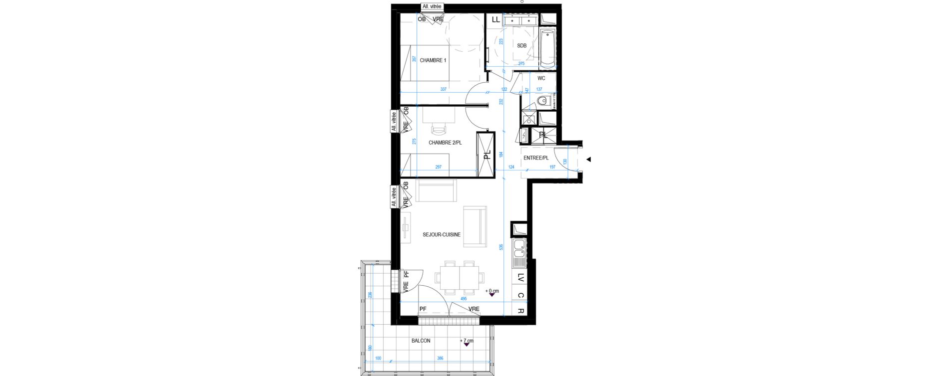 Appartement T3 de 63,90 m2 &agrave; Pornic Biroch&egrave;re - joseli&egrave;re