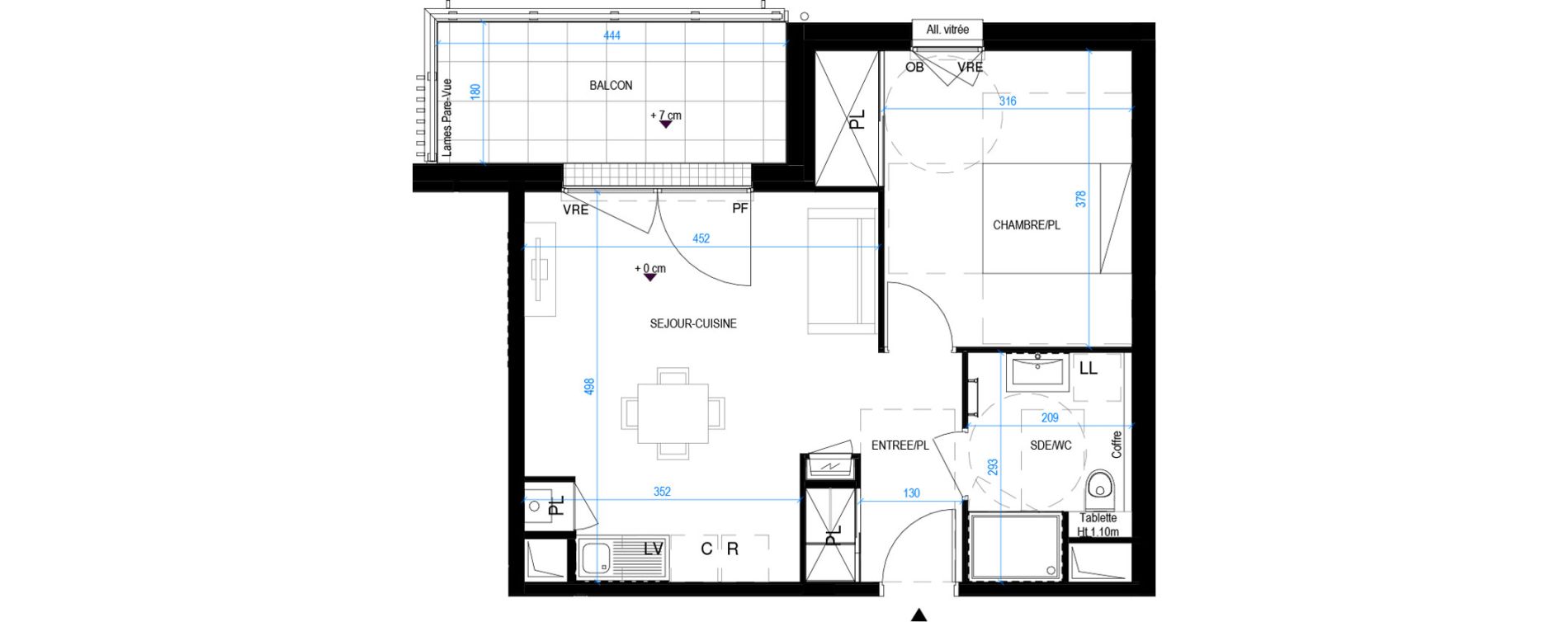 Appartement T2 de 43,15 m2 &agrave; Pornic Biroch&egrave;re - joseli&egrave;re