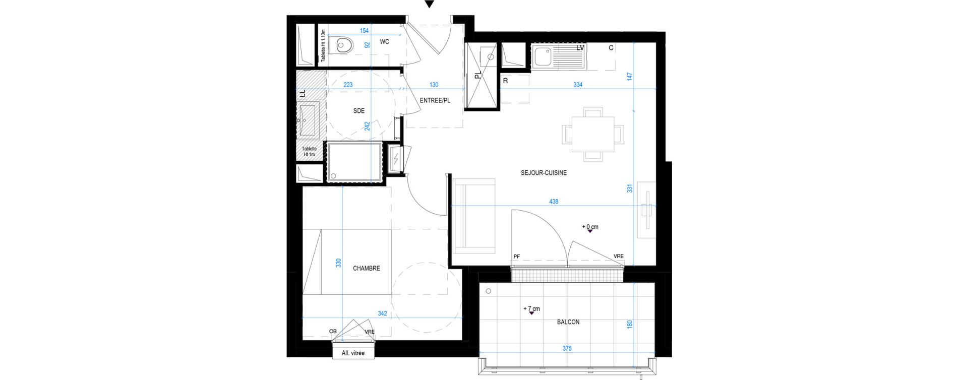 Appartement T2 de 40,70 m2 &agrave; Pornic Biroch&egrave;re - joseli&egrave;re