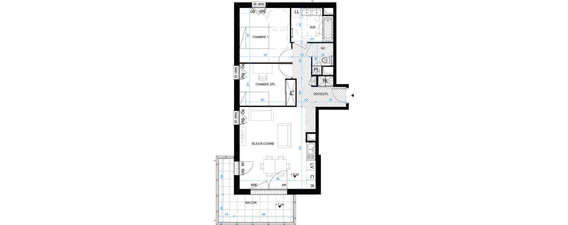 Appartement T3 de 63,90 m2 &agrave; Pornic Biroch&egrave;re - joseli&egrave;re