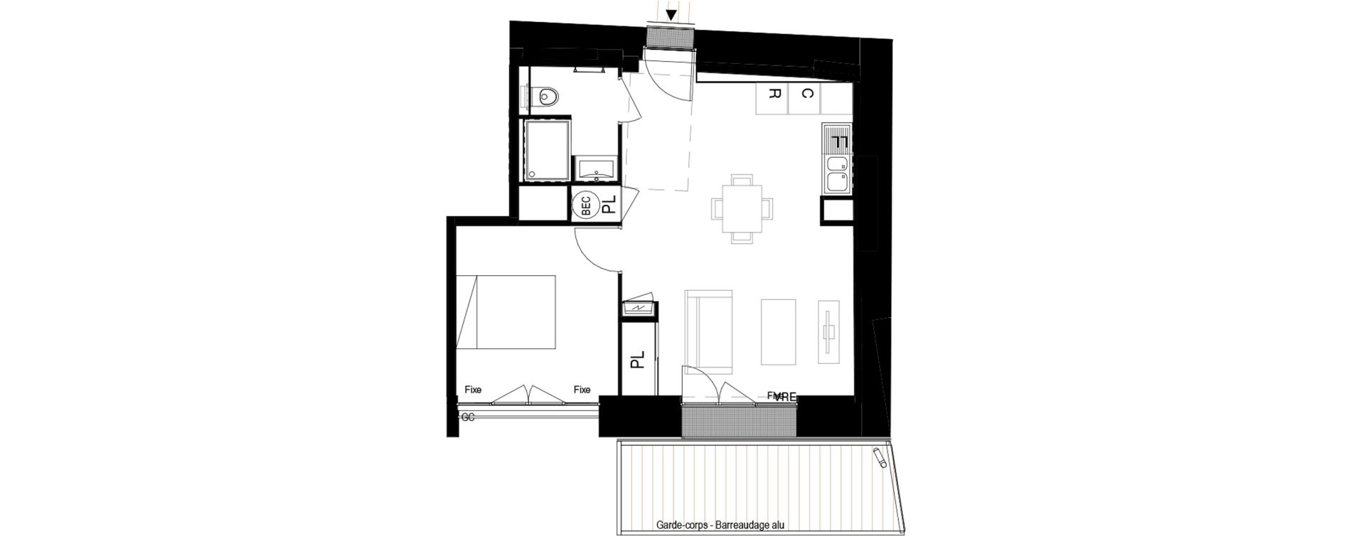 Appartement T2 de 40,65 m2 &agrave; Pornic Biroch&egrave;re - joseli&egrave;re