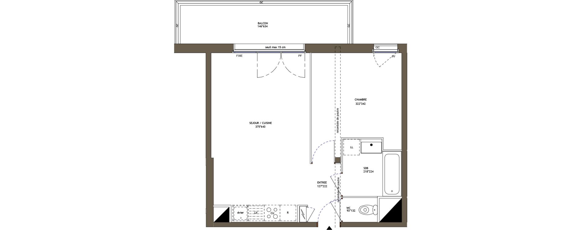 Appartement T2 de 43,94 m2 &agrave; Pornic Val saint martin