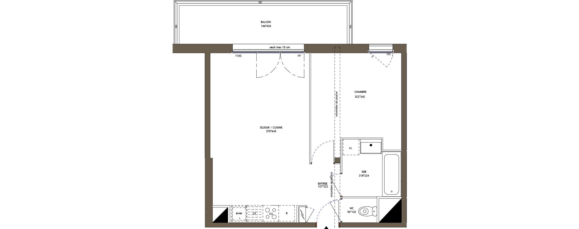 Appartement T2 de 43,95 m2 &agrave; Pornic Val saint martin