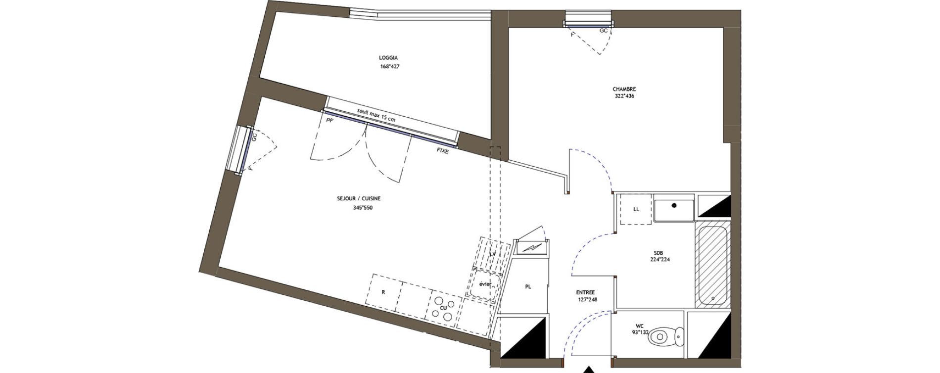 Appartement T2 de 43,84 m2 &agrave; Pornic Val saint martin