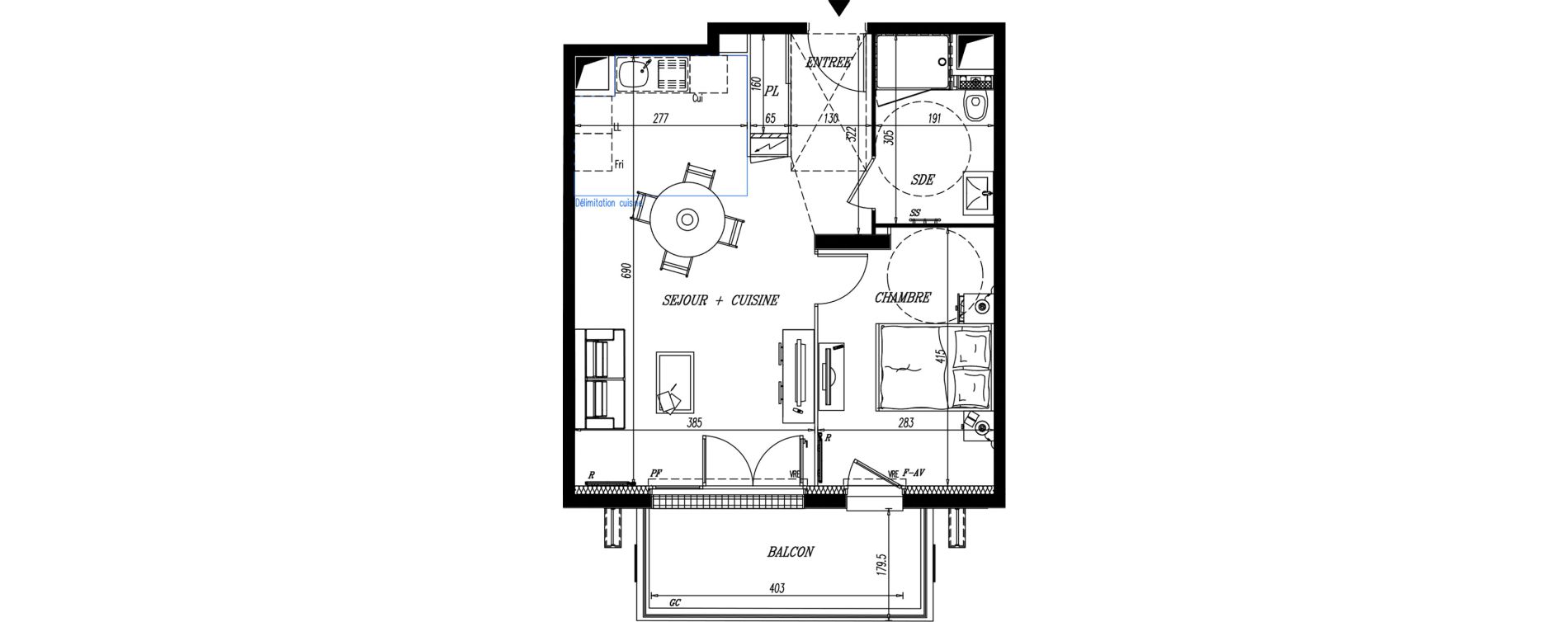 Appartement T2 de 45,67 m2 &agrave; Pornic La ria