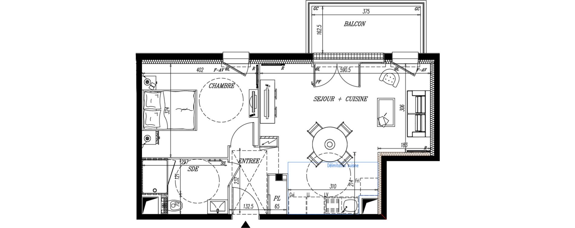 Appartement T2 de 45,96 m2 &agrave; Pornic La ria