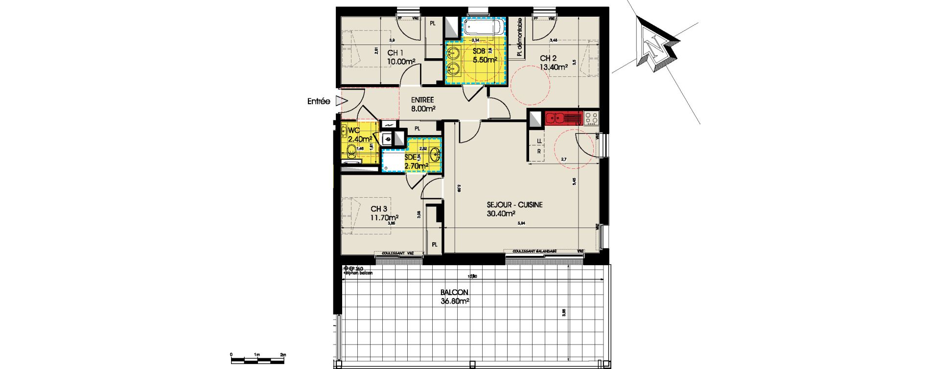 Appartement T4 de 84,10 m2 &agrave; Pornichet L hippodrome