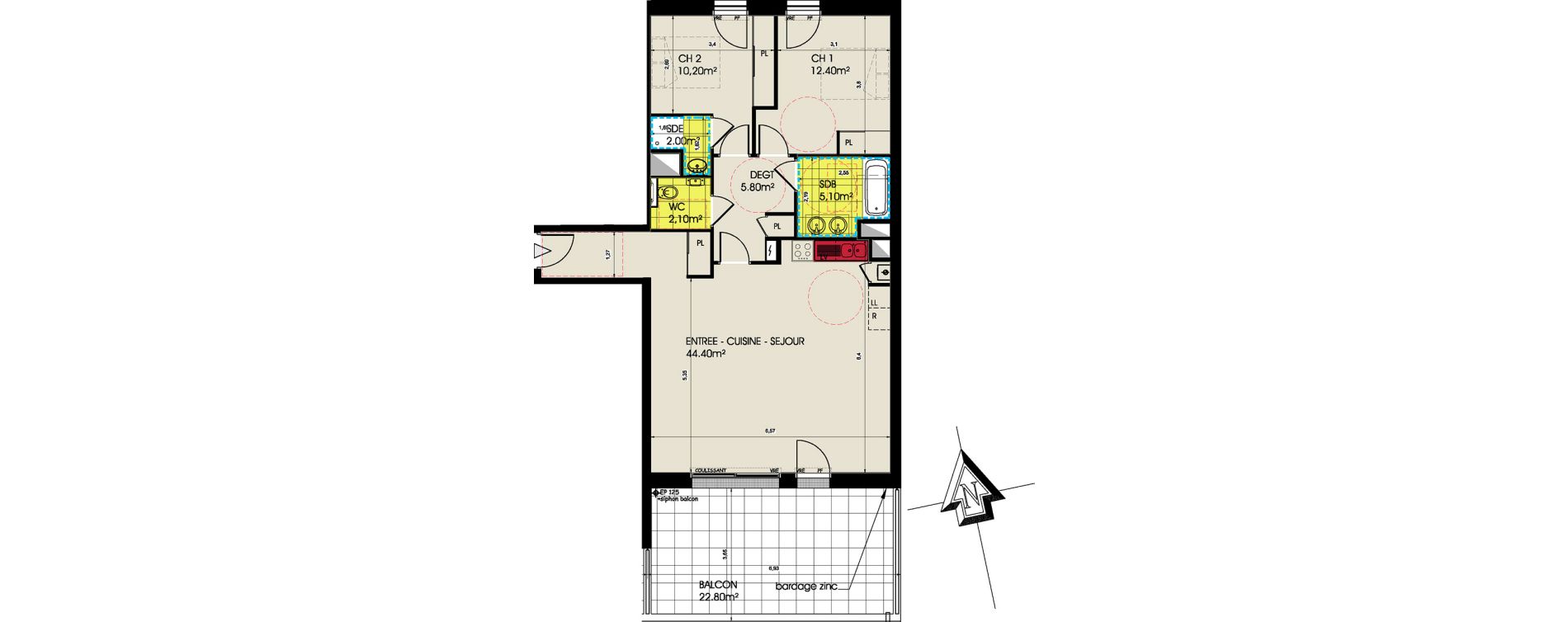 Appartement T4 de 81,60 m2 &agrave; Pornichet L hippodrome