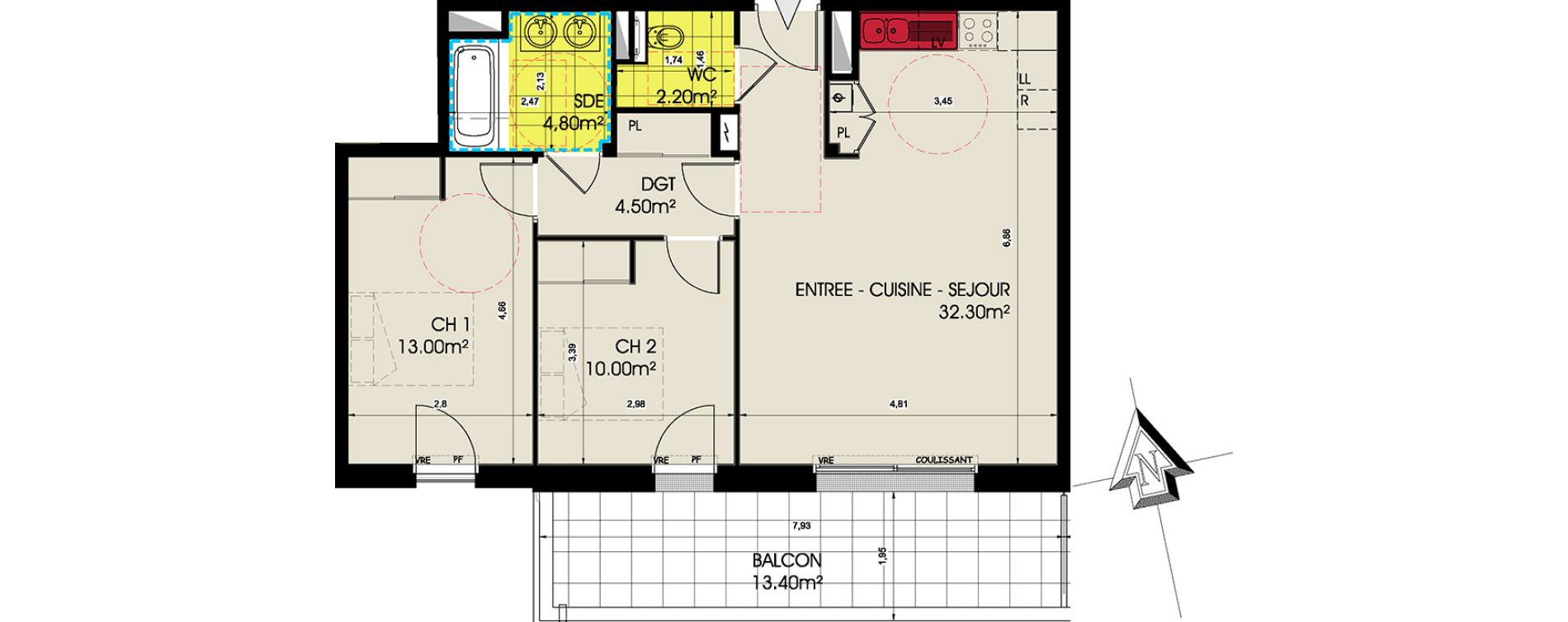 Appartement T3 de 66,80 m2 &agrave; Pornichet L hippodrome