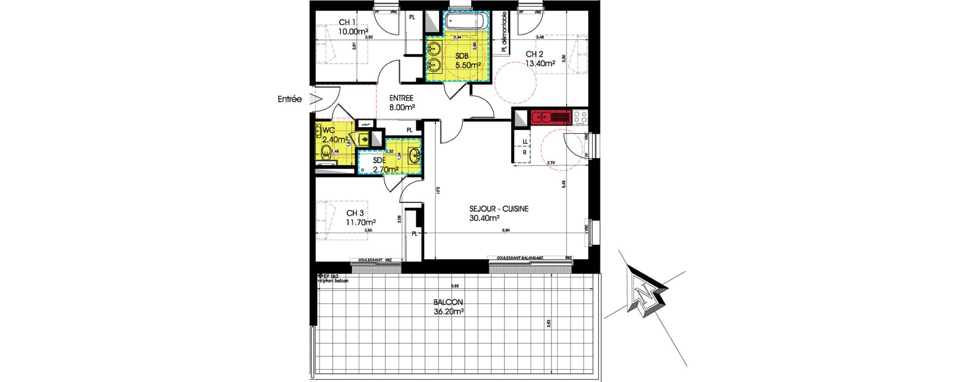 Appartement T4 de 84,10 m2 &agrave; Pornichet L hippodrome