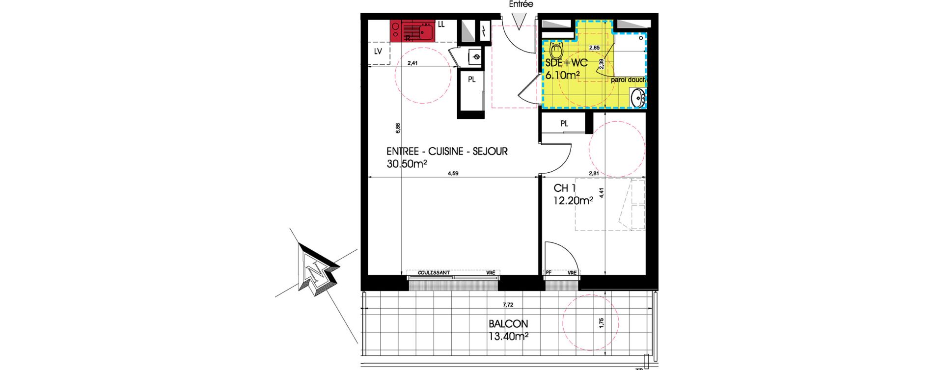 Appartement T2 de 48,80 m2 &agrave; Pornichet L hippodrome