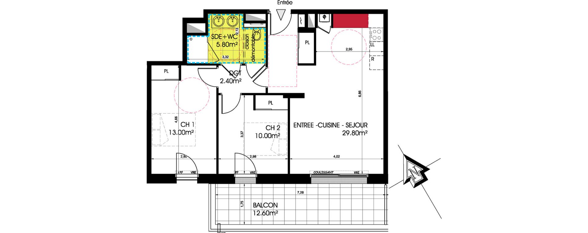 Appartement T3 de 61,00 m2 &agrave; Pornichet L hippodrome