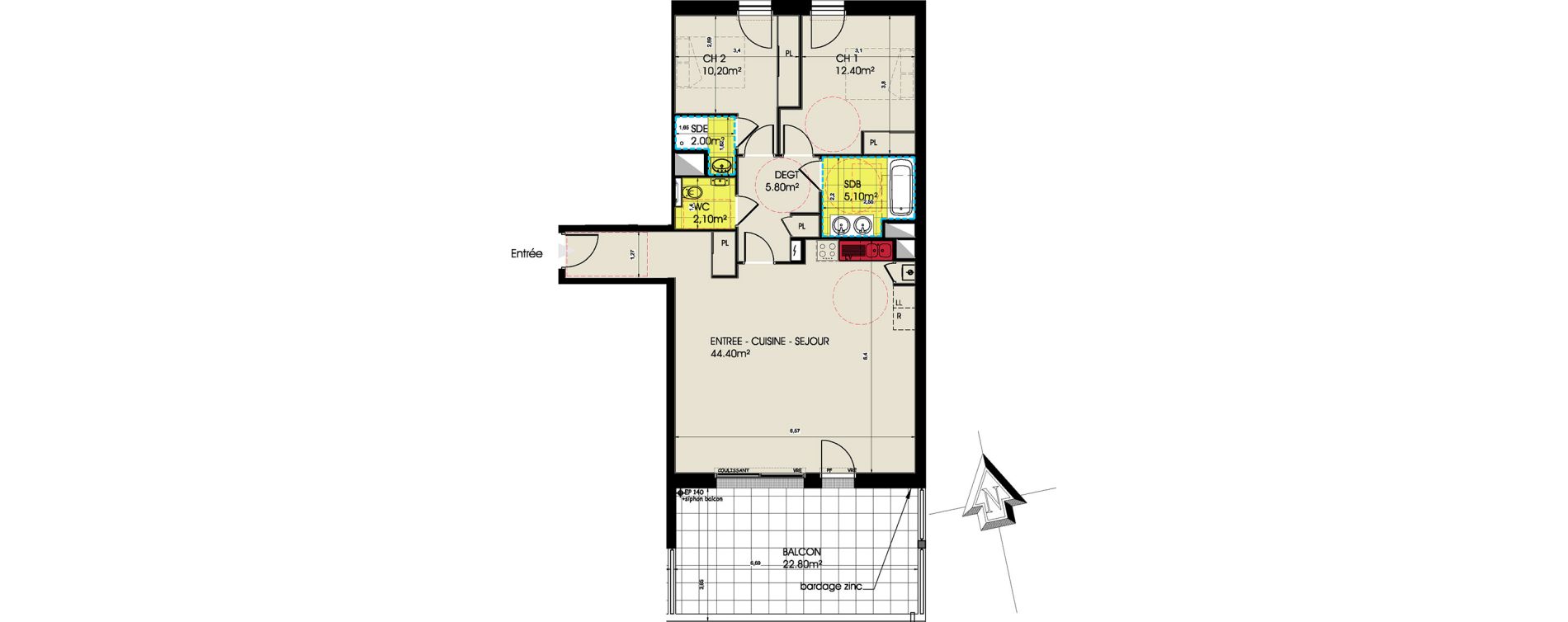 Appartement T4 de 82,00 m2 &agrave; Pornichet L hippodrome