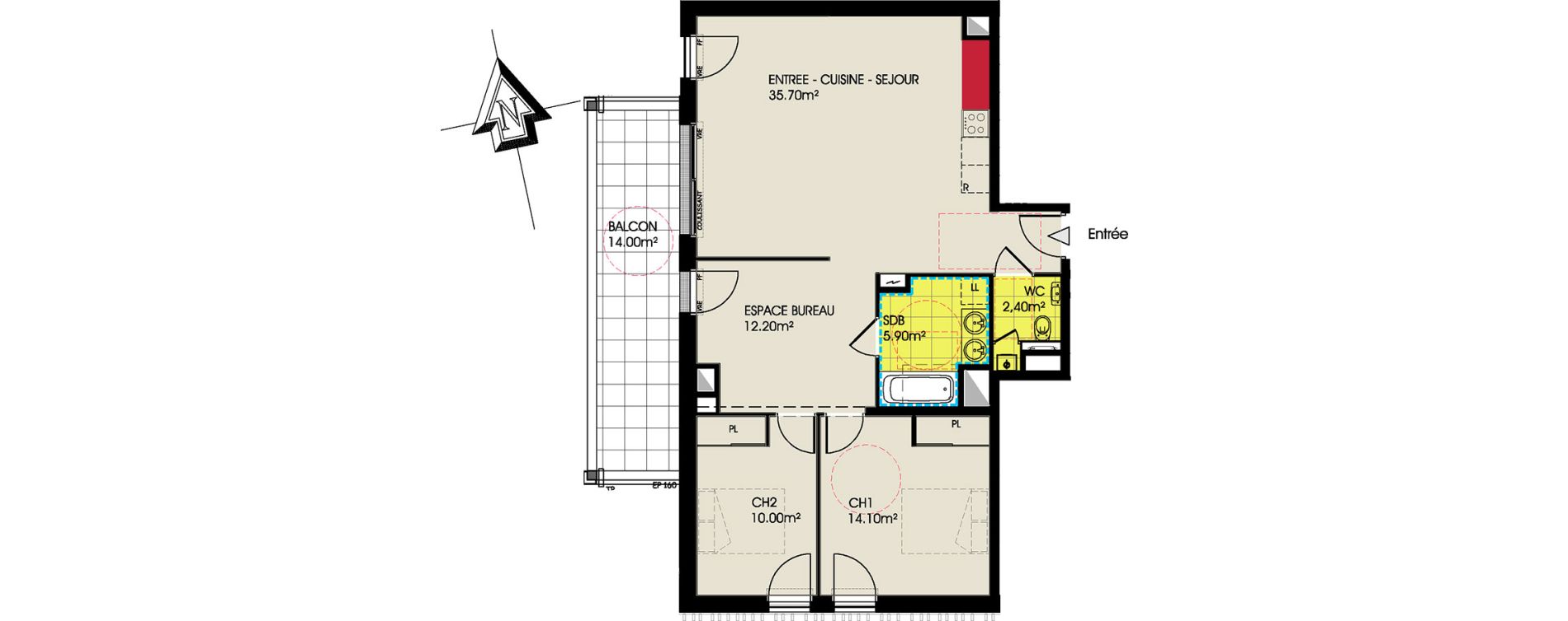 Appartement T4 de 80,30 m2 &agrave; Pornichet L hippodrome