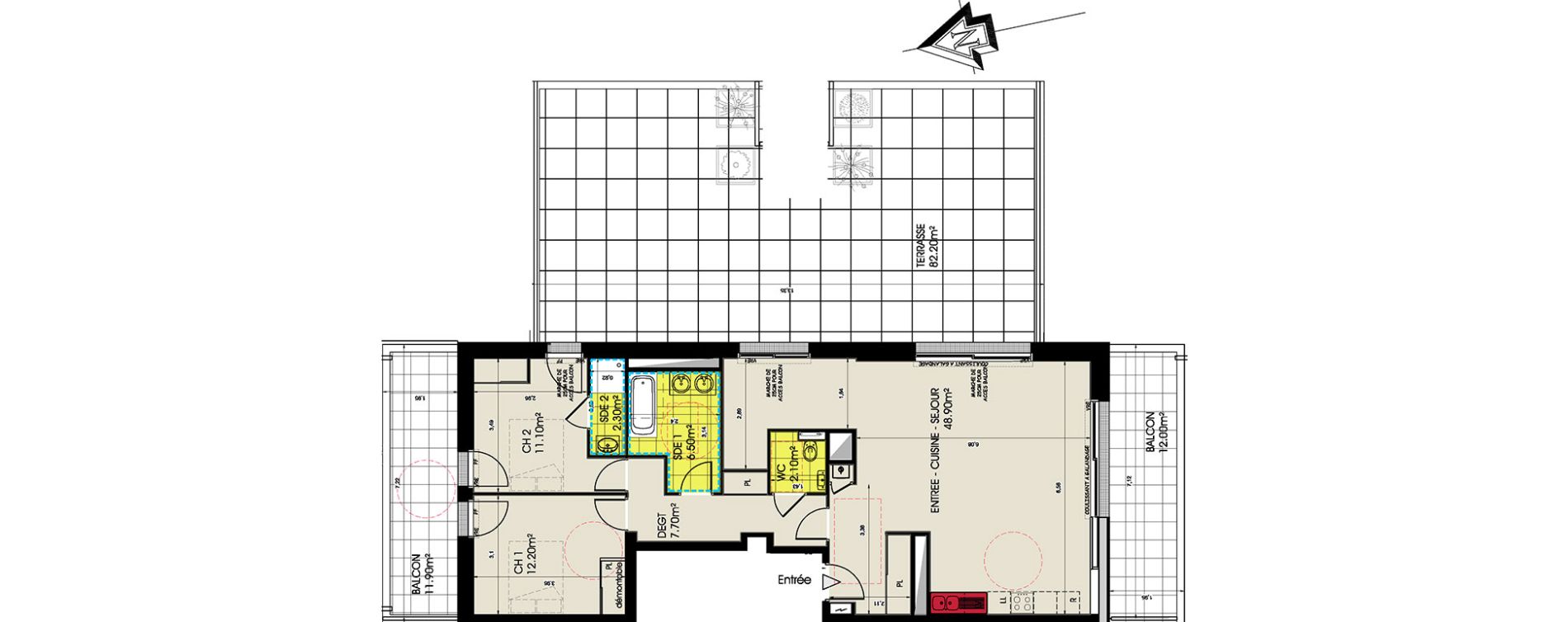 Appartement T4 de 90,80 m2 &agrave; Pornichet L hippodrome