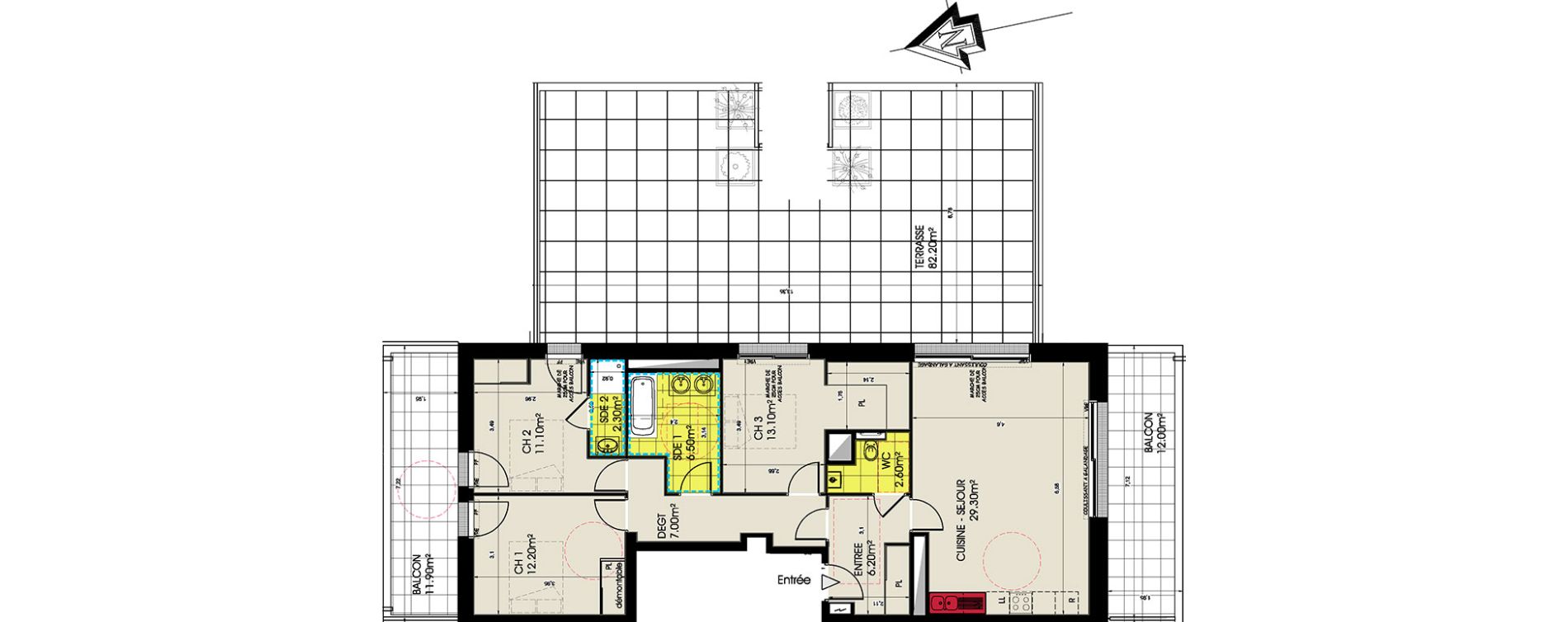 Appartement T4 de 90,80 m2 &agrave; Pornichet L hippodrome