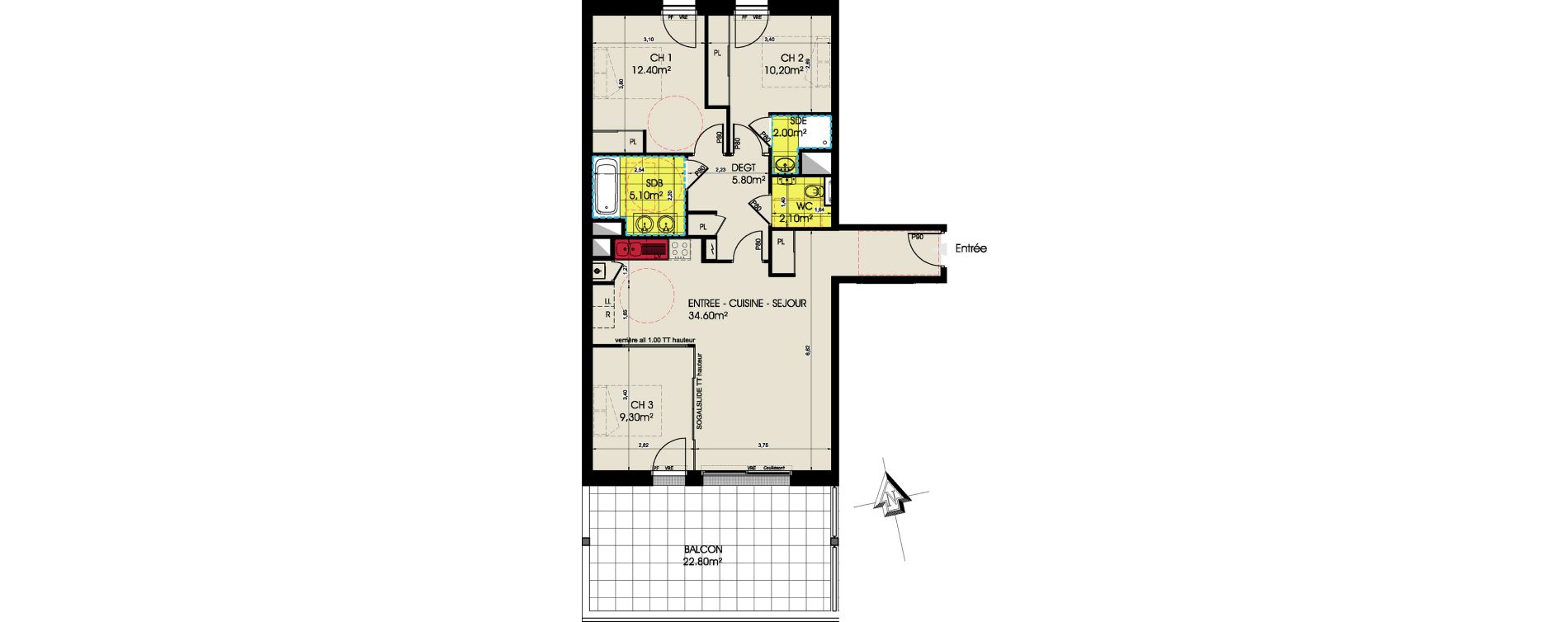 Appartement T4 de 82,00 m2 &agrave; Pornichet L hippodrome