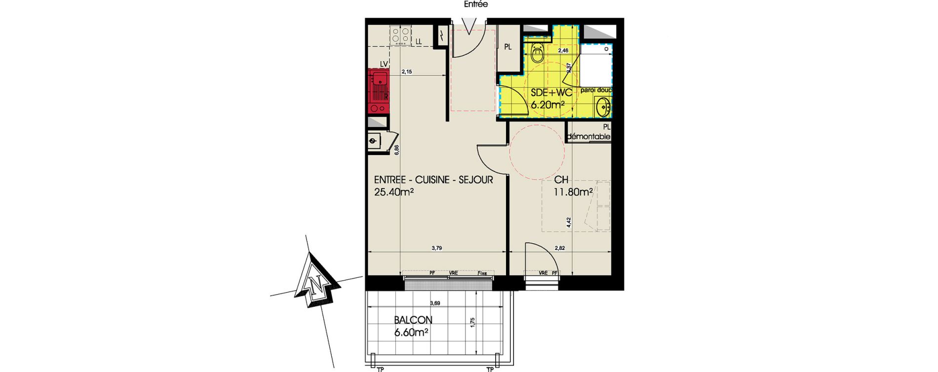 Appartement T2 de 43,40 m2 &agrave; Pornichet L hippodrome