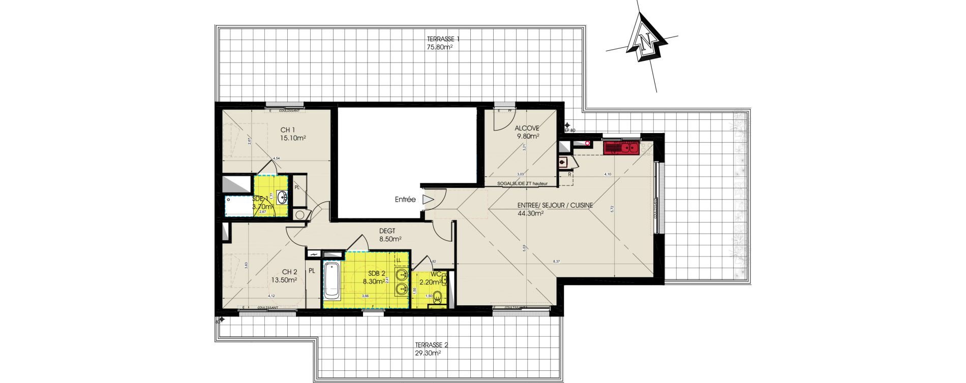 Appartement T4 de 105,40 m2 &agrave; Pornichet L hippodrome