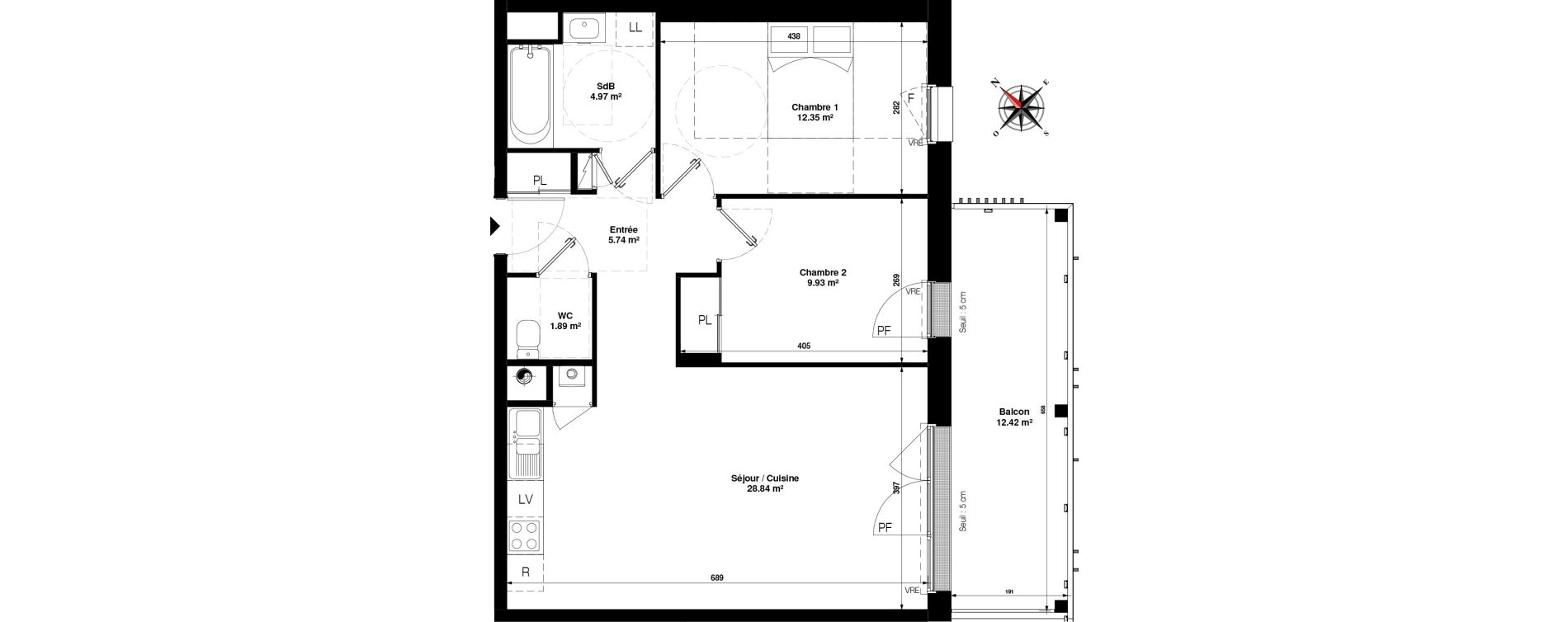 Appartement T3 de 63,72 m2 &agrave; Pornichet Gambetta