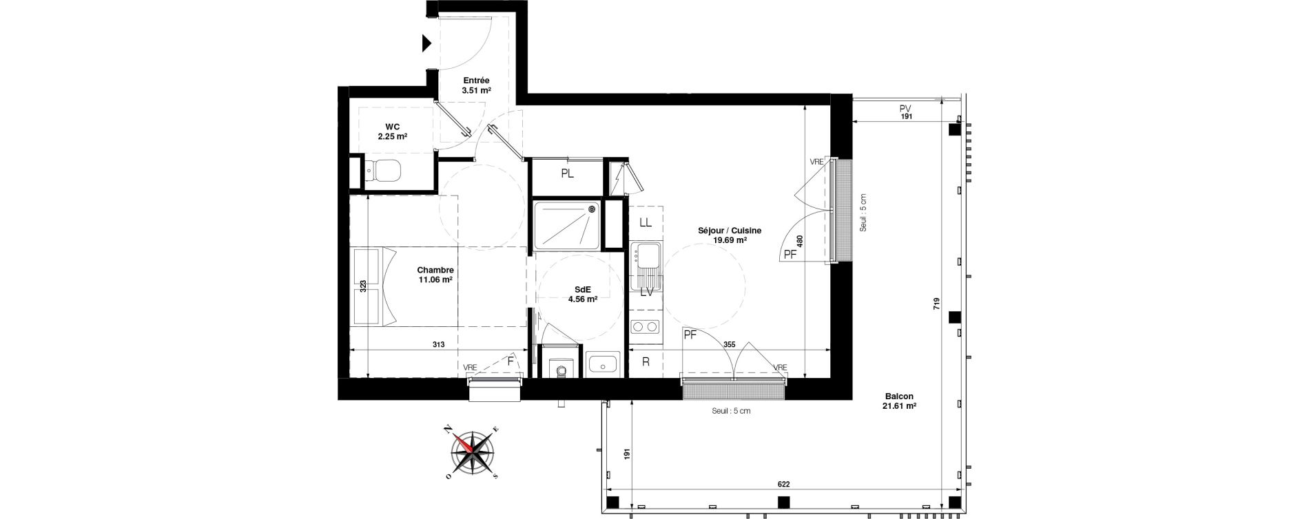 Appartement T2 de 41,07 m2 &agrave; Pornichet Gambetta