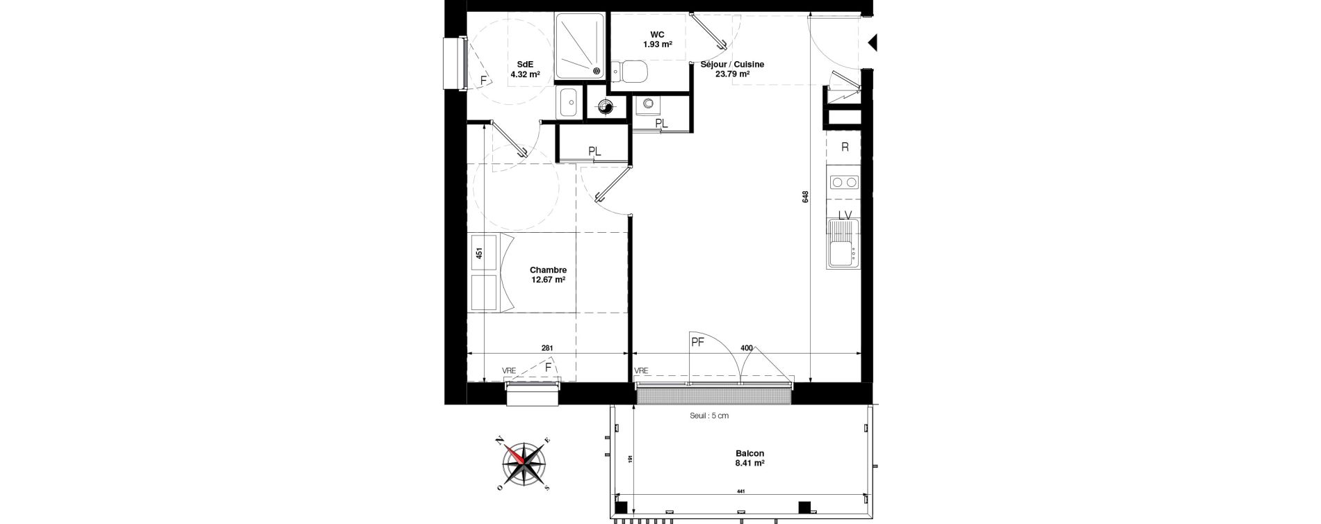 Appartement T2 de 42,71 m2 &agrave; Pornichet Gambetta