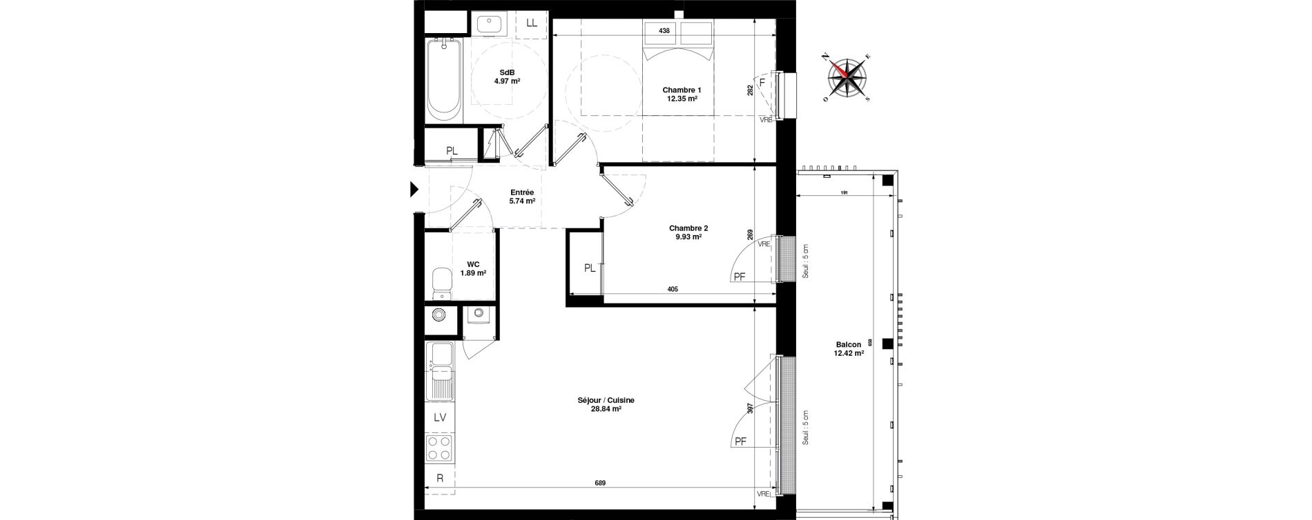 Appartement T3 de 63,72 m2 &agrave; Pornichet Gambetta