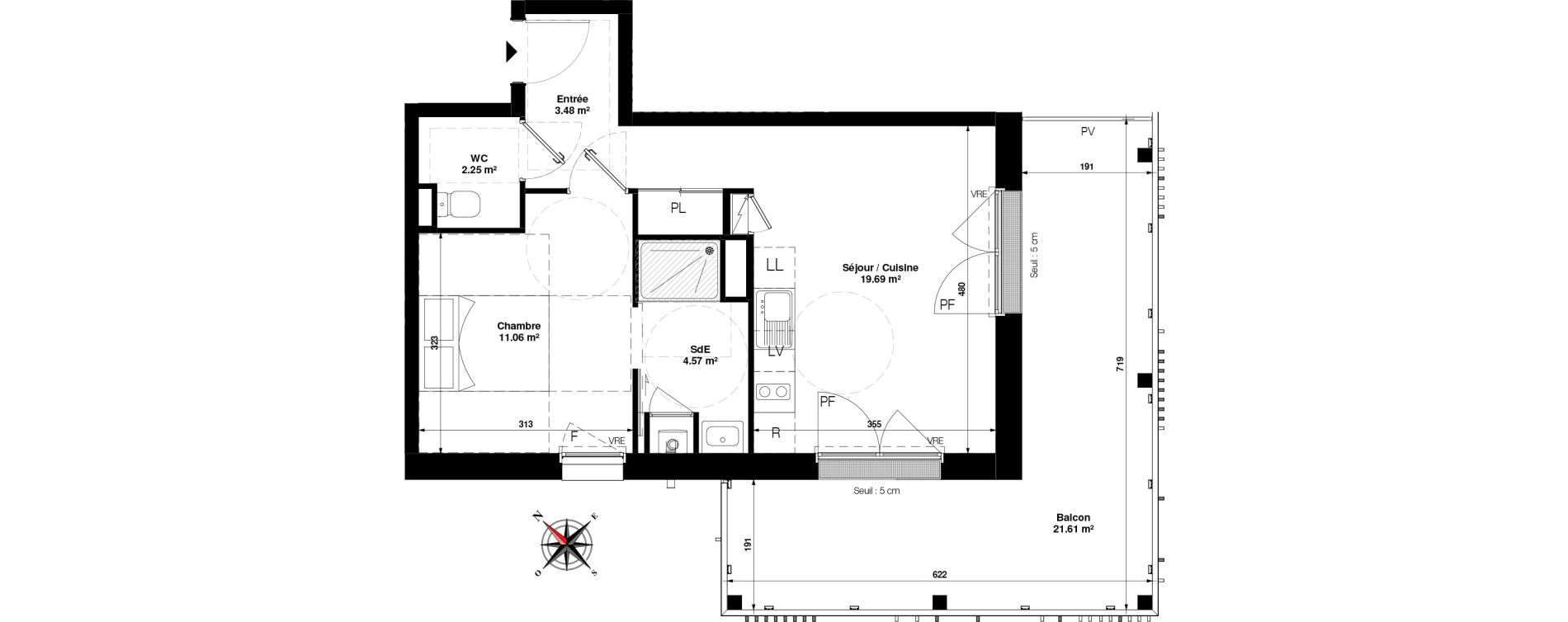 Appartement T2 de 41,05 m2 &agrave; Pornichet Gambetta