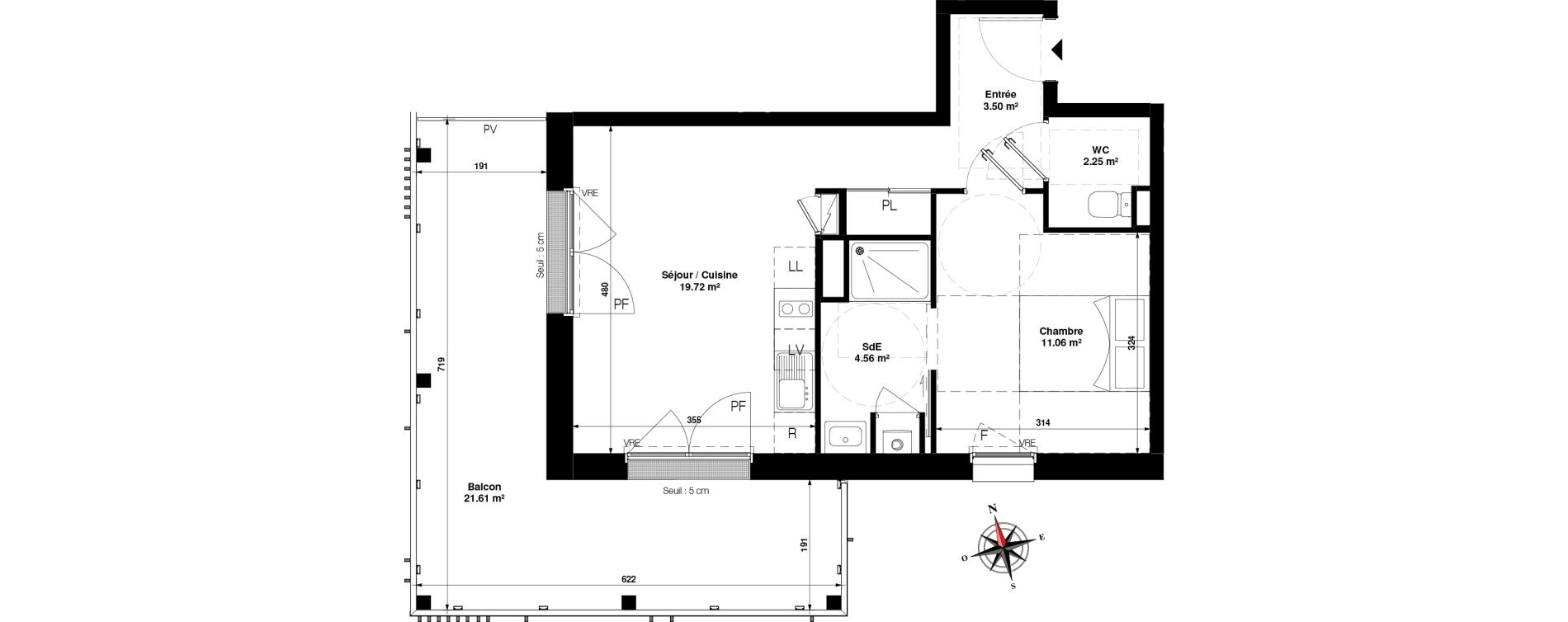 Appartement T2 de 41,09 m2 &agrave; Pornichet Gambetta