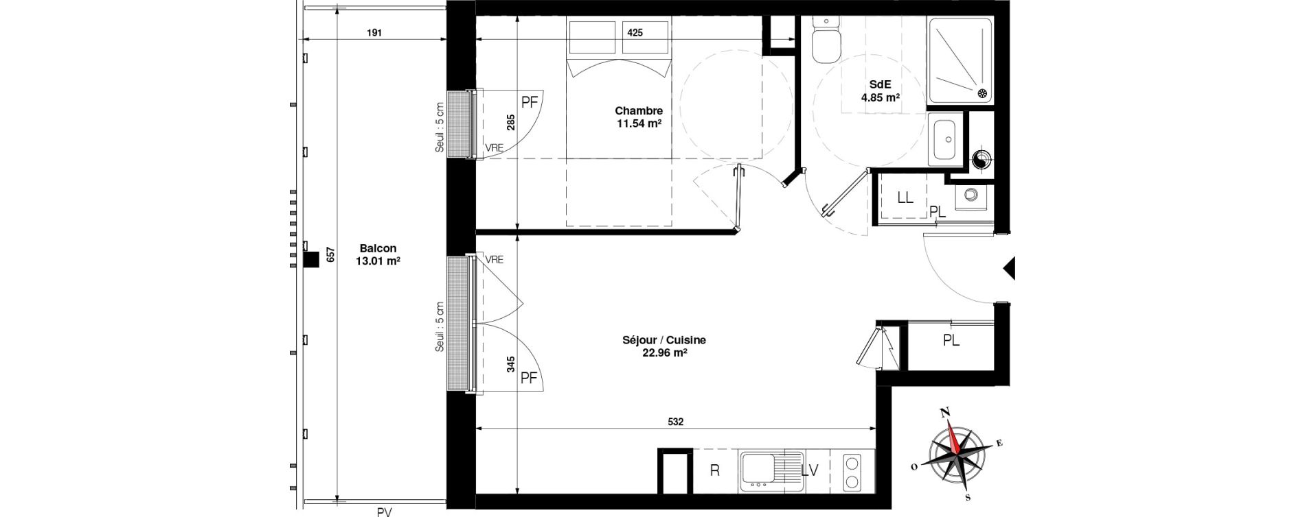 Appartement T2 de 39,35 m2 &agrave; Pornichet Gambetta