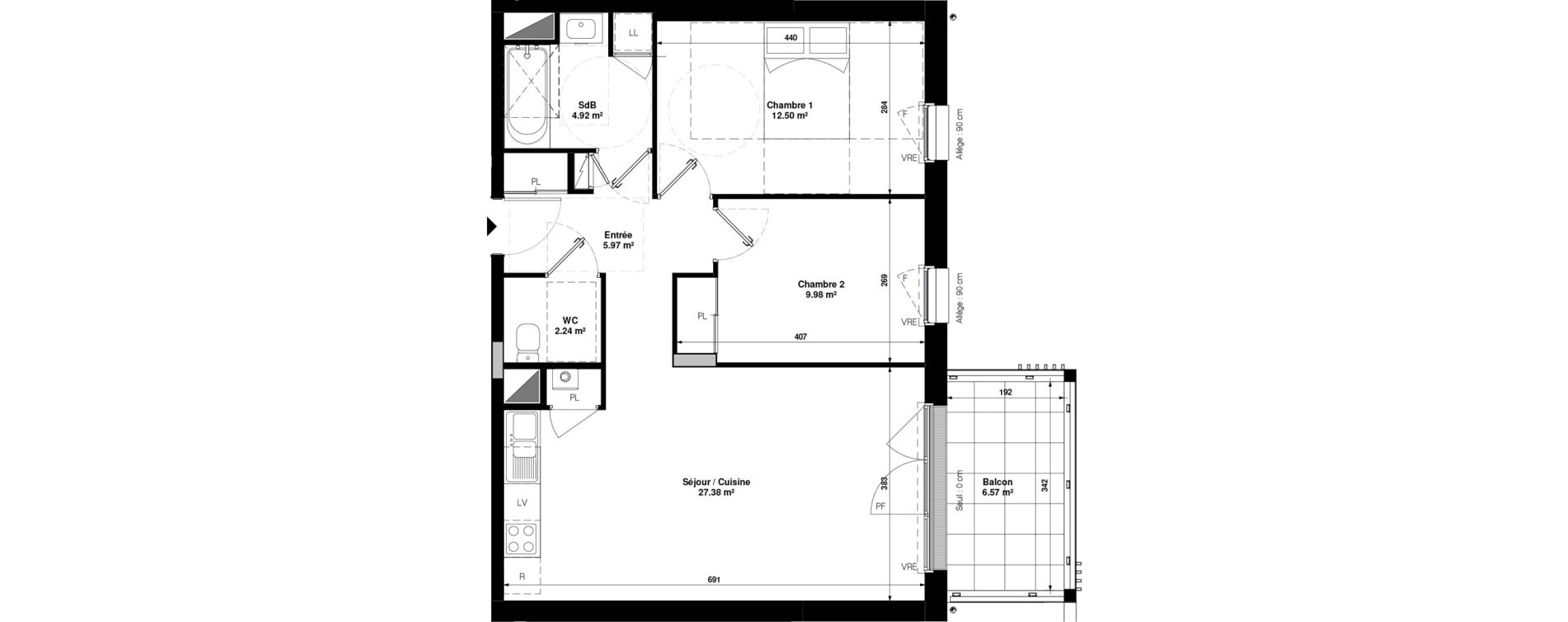 Appartement T3 de 62,99 m2 &agrave; Pornichet Gambetta