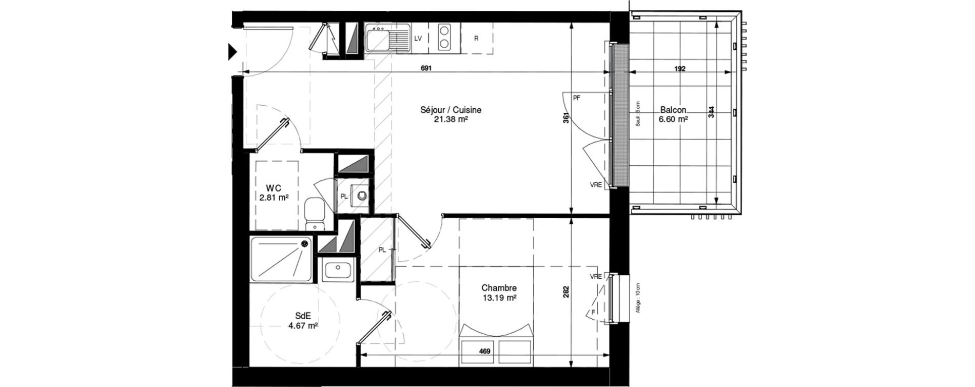 Appartement T2 de 42,05 m2 &agrave; Pornichet Gambetta
