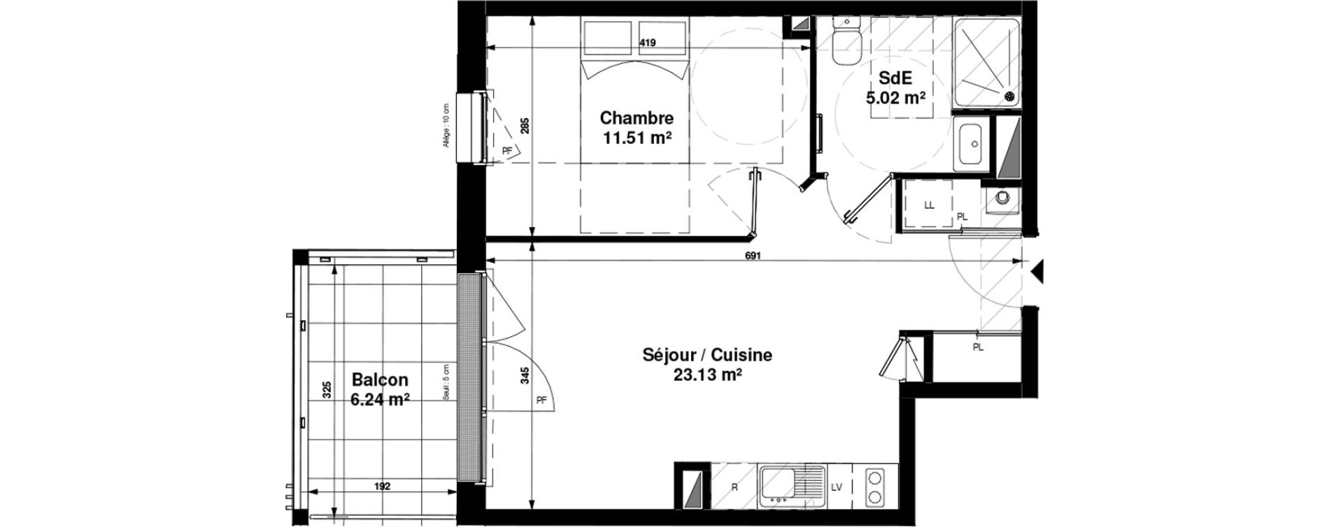Appartement T2 de 39,66 m2 &agrave; Pornichet Gambetta
