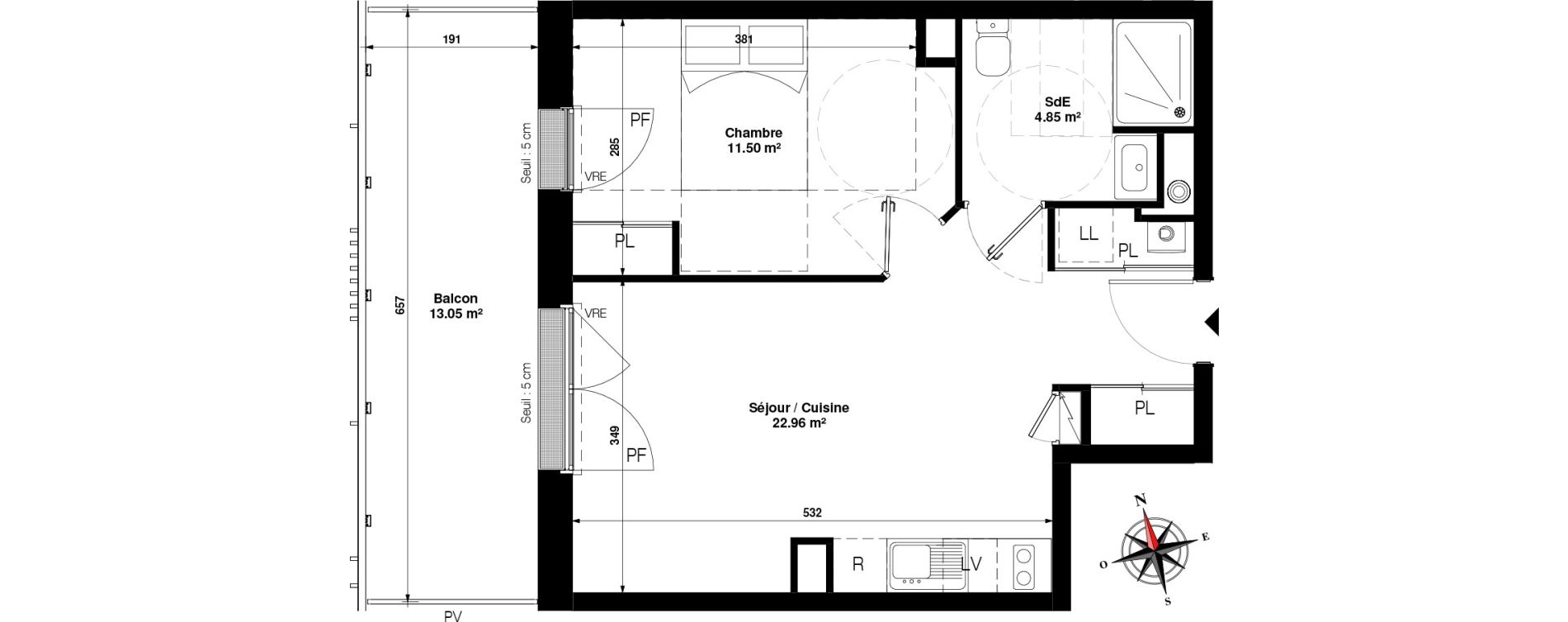 Appartement T2 de 39,31 m2 &agrave; Pornichet Gambetta