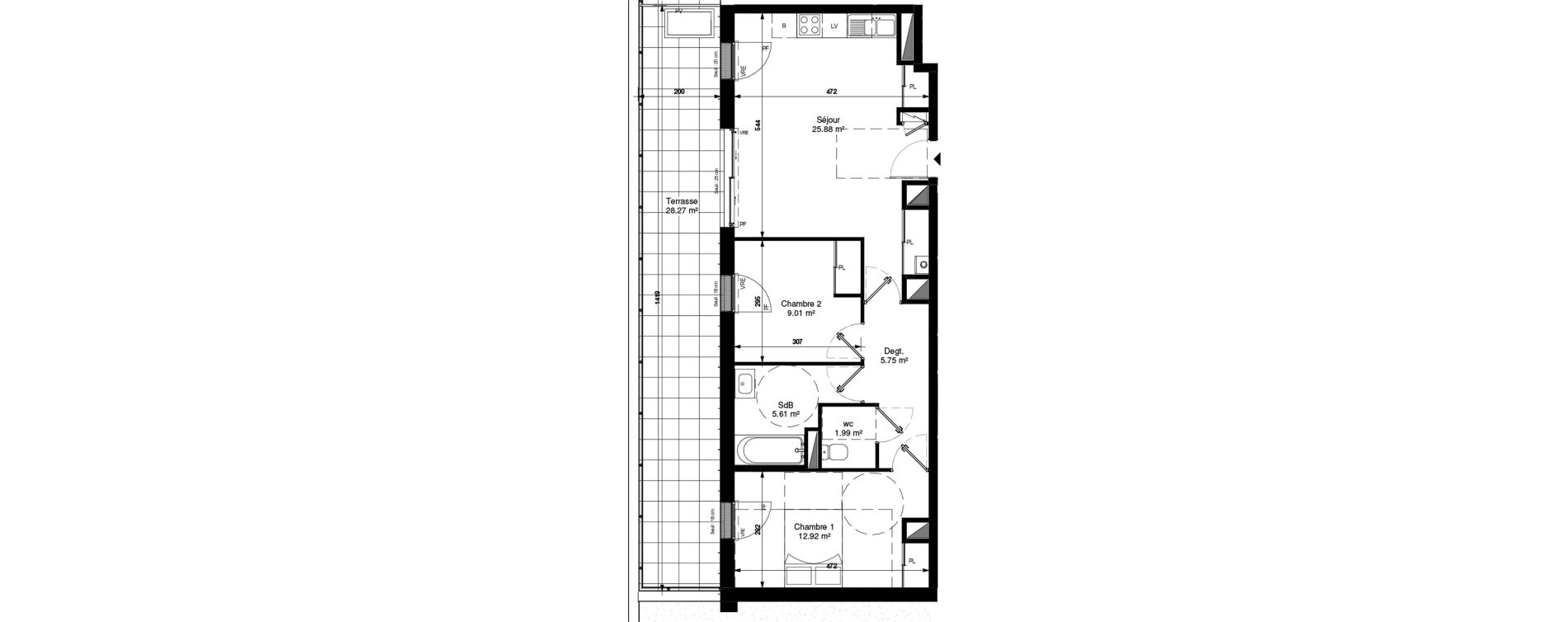 Appartement T3 de 61,16 m2 &agrave; Pornichet Gambetta