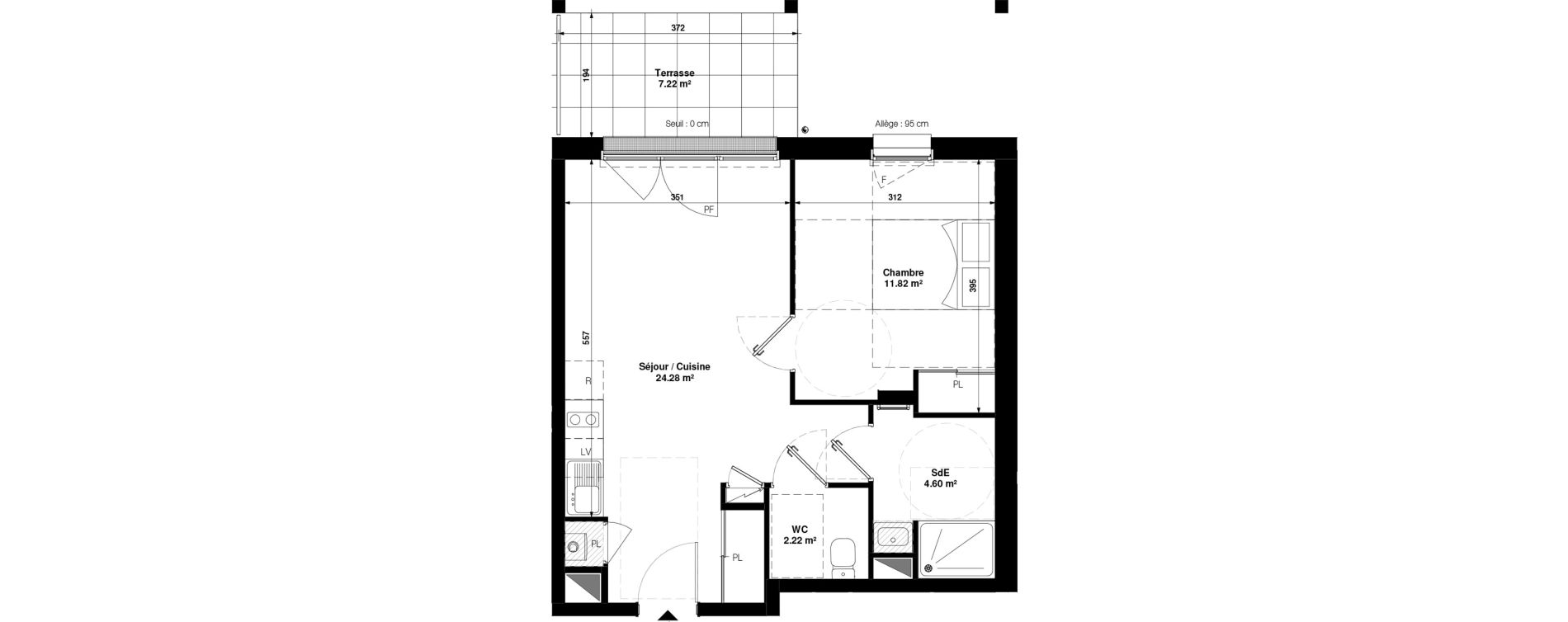 Appartement T2 de 42,92 m2 &agrave; Pornichet Gambetta