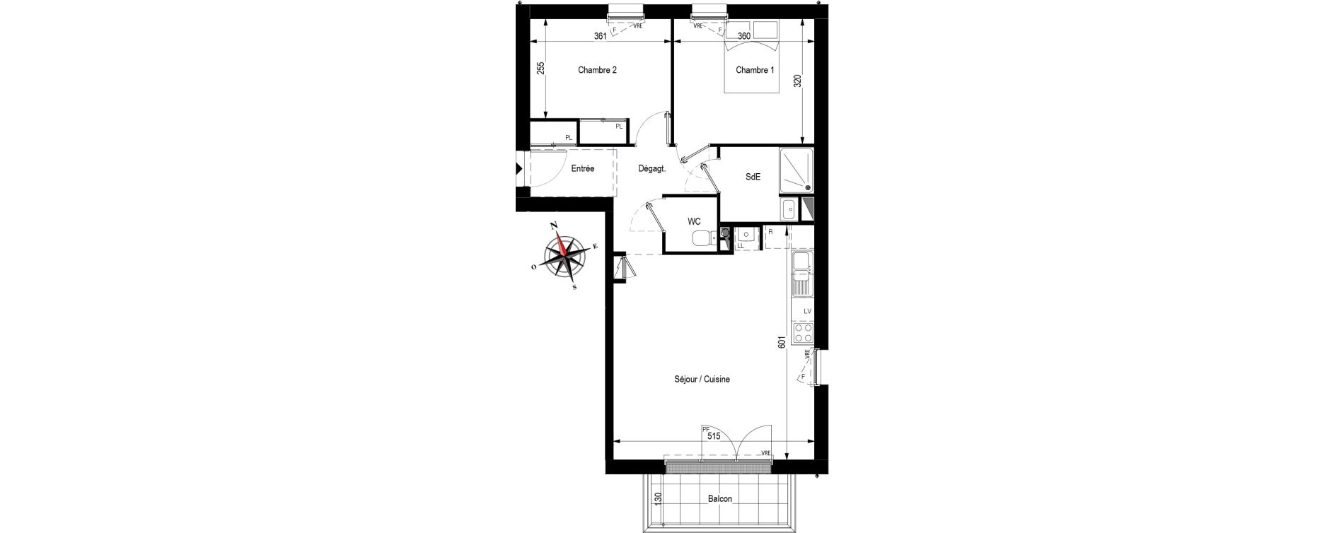 Appartement T3 de 65,40 m2 à Pornichet Centre