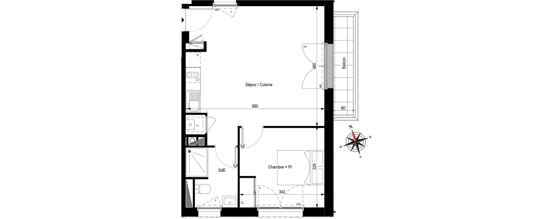 Appartement T2 de 42,75 m2 &agrave; Pornichet Centre