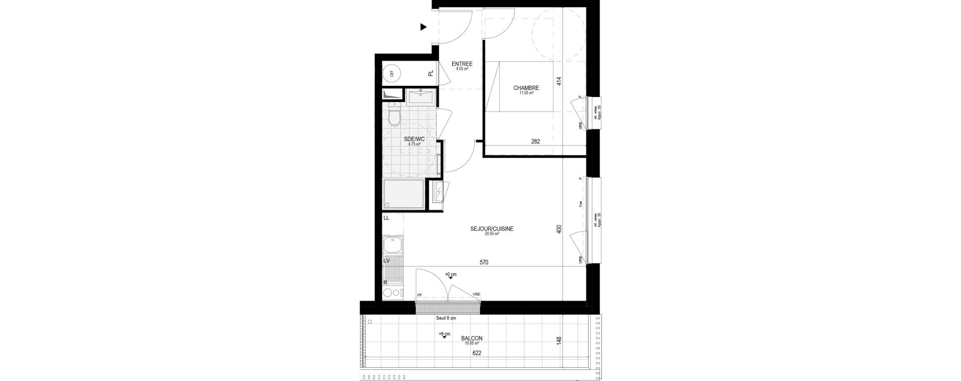 Appartement T2 de 42,65 m2 &agrave; Pornichet L hippodrome