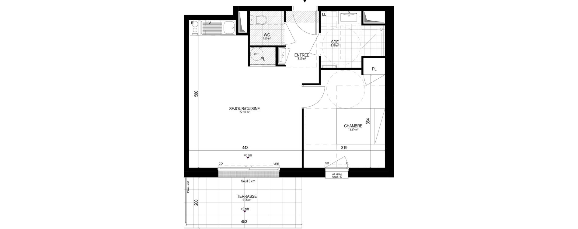 Appartement T2 de 44,35 m2 &agrave; Pornichet L hippodrome